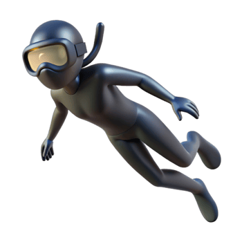 dramatic minimalist Diver Silhouette Descending Into Darkness Cutout premium png