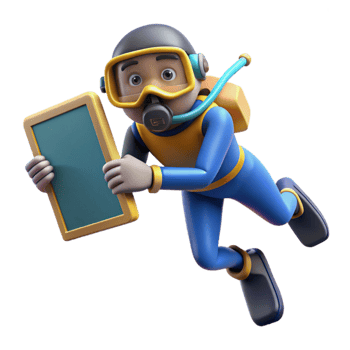 beautiful contemporary Diver with Dive Slate Writing Cutout Underwater Note professional png