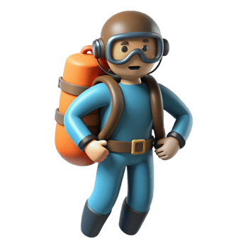 beautiful modern Diver with Inflated Bcd Cutout Positive Buoyancy premium png