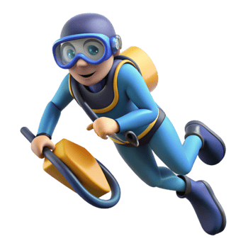 beautiful modern Diver with Underwater Scooter Cutout Fast Movement high resolution png