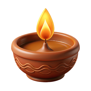 dramatic minimalist Diwali Diya Clay Lamp Warm Glow Transparent Background high quality png