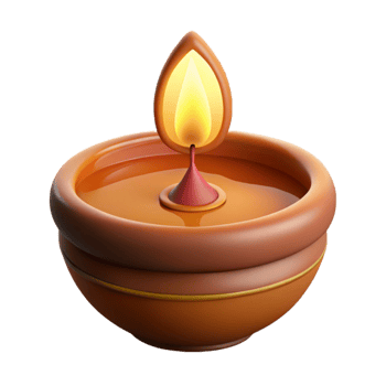 serene rustic Diwali Diya with Warm Glow Cutout Element genuine png