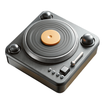 stunning traditional Dj Turntable Top View Black and Silver Cutout premium png