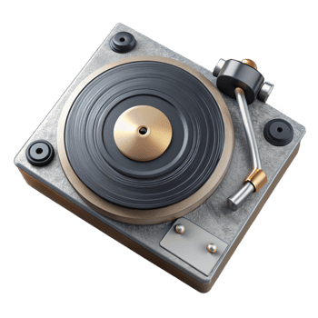 extraordinary traditional Dj Turntable Top View Black and Silver Cutout professional png