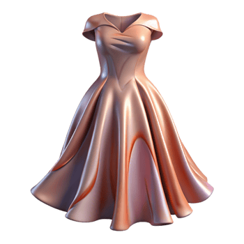 wonderful contemporary D Printed Dress Flowing Silhouette Isolated professional png