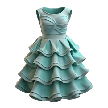 extraordinary creative D Printed Dress Layered Texture Isolated on Transparent Background high quality png