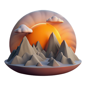 stunning vintage Dramatic Sunset Over Mountain Landscape Cutout premium png