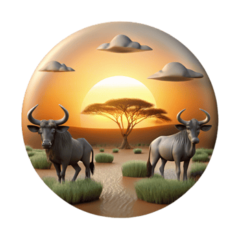 beautiful rustic Dramatic Sunset Wildebeest Migration Cutout authentic png