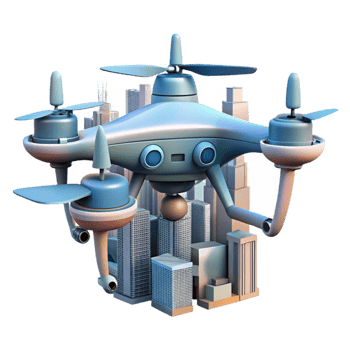 wonderful artistic Drone Against City Skyline Transparent original png