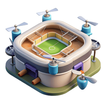 serene vintage Drone Capturing Footage of Stadium Cutout high quality png