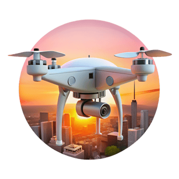 impressive abstract Drone Capturing Sunset Over Cityscape Transparent Background genuine png