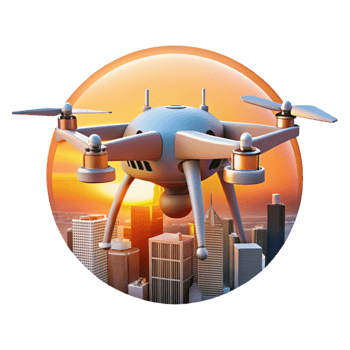 beautiful rustic Drone Capturing Sunset Over Cityscape Transparent Background png