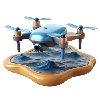 vibrant artistic Drone Flying Over Water Isolated Element high quality png