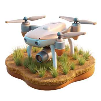 vibrant contemporary Drone in Flight Over Green Fields Cutout premium png
