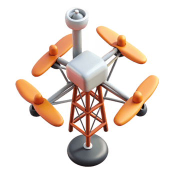 dramatic vintage Drone Inspection of Cell Tower Isolated exclusive png