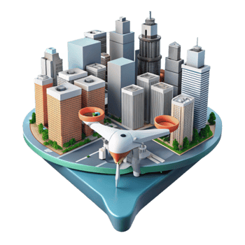 extraordinary traditional Drone Mapping City Skyline Aerial View Isolated genuine png
