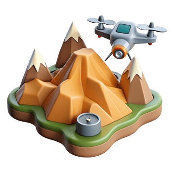 serene abstract Drone Mapping Mountains Isolated Cutout genuine png