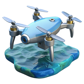 vibrant modern Drone Over Water Surface Cutout high resolution png