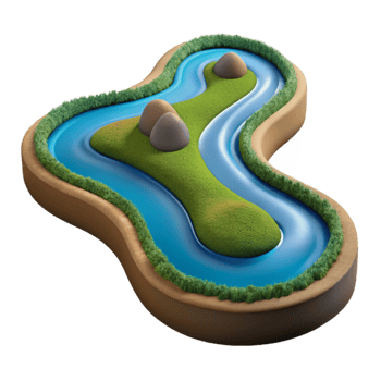 impressive abstract Drone Photography of Winding River Transparent Background detailed png