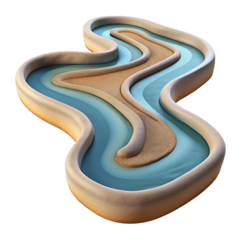 extraordinary contemporary Drone Photography of Winding River Transparent Background detailed png