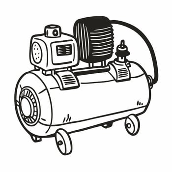 Vintage Black and White Air Compressor Drawing for Industrial Projects vector