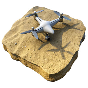 dramatic modern Drone Shadow on Sandy Beach Isolated detailed png