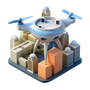 wonderful rustic Drone Surveying Cityscape Top View Transparent detailed png
