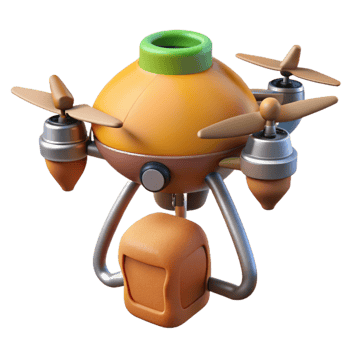 serene minimalist Drone with Attached Seed Dispenser Isolated exclusive png