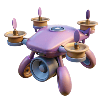 vibrant minimalist Drone with Attached Speaker System Cutout high quality png
