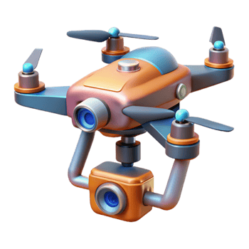 vibrant rustic Drone with Camera Gimbal Rotating Cutout png
