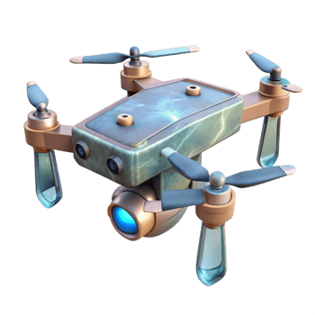 beautiful minimalist Drone with Camera Pointed Downward Isolated genuine png