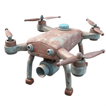 dramatic rustic Drone with Extended Landing Gear Isolated professional png