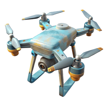 vibrant minimalist Drone with Landing Gear Retracted Transparent Background genuine png