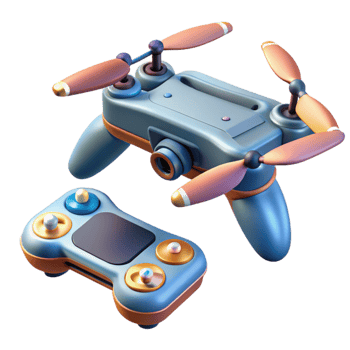 stunning creative Drone with Remote Controller Isolated detailed png