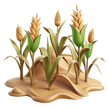 serene minimalist Drought Affected Crops Withered Transparent Background Isolated exclusive png
