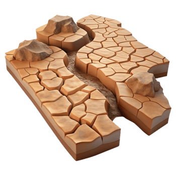 dramatic traditional Drought Cracked Riverbed Dry Transparent Element premium png