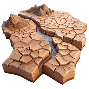 serene minimalist Drought Cracked Riverbed Dry Transparent Element original png