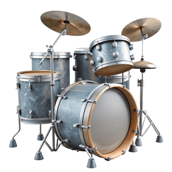 wonderful creative Drum Set Silver Hardware Cutout on Transparent Background high resolution png