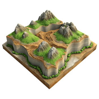 vibrant modern D Terrain Model From Drone Data Cutout detailed png