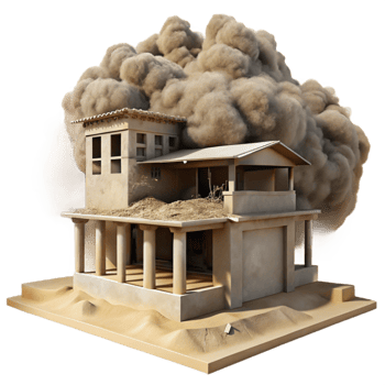 dramatic modern Dust Storm Enveloping Abandoned Building Cutout original png