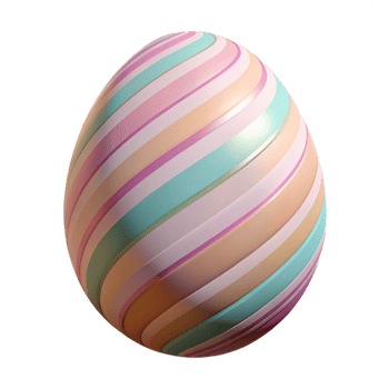 beautiful contemporary Easter Egg with Pastel Stripes Isolated original png