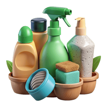 dramatic rustic Eco Friendly Cleaning Products Set Isolated Cutout authentic png