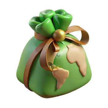 stunning classic Eco Friendly Gift Bag with Green Ribbon Transparent Background detailed png