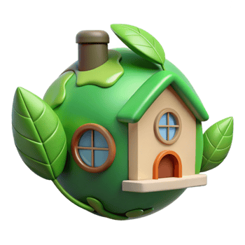 vibrant creative Eco Friendly Home Front View Isolated Element high resolution png