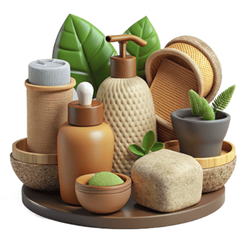 vibrant minimalist Eco Friendly Home Products Set Isolated with Natural Ingredients detailed png