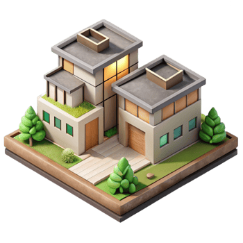 stunning contemporary Eco Friendly Housing Complex Isometric Cutout authentic png