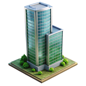 beautiful rustic Eco Friendly Skyscraper Cutout with Glass Facade genuine png