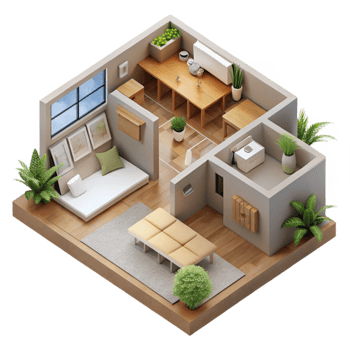 dramatic vintage Eco Home Floor Plan Cutout with Room Labels professional png