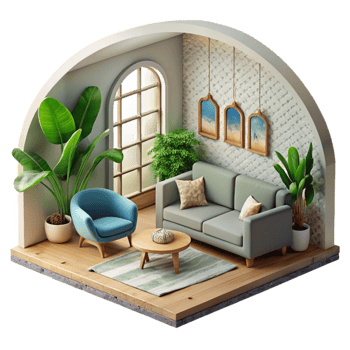 elegant artistic Eco Home Interior Living Room Cutout high resolution png