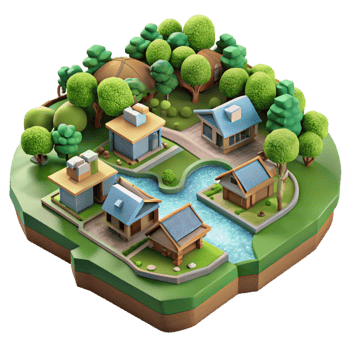 impressive abstract Eco Village Community Aerial View Cutout with Green Spaces genuine png